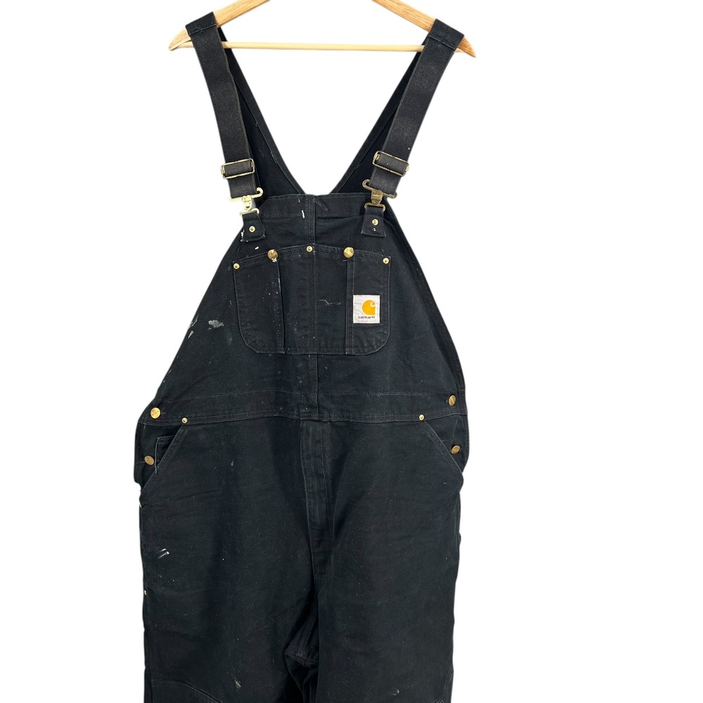 Carhartt R01 BLK オーバーオール 38×32 Carhartt R01 BLK Black Denim Bib Overalls Workwear Ca… - Gem